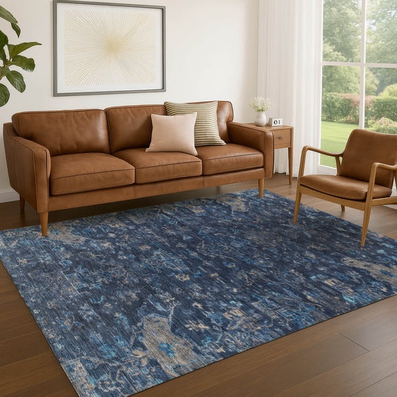 Addison Rugs Chantille Indoor/Outdoor Traditional Global Navy Machine Washable Rectangle Rug, 10' x 14'