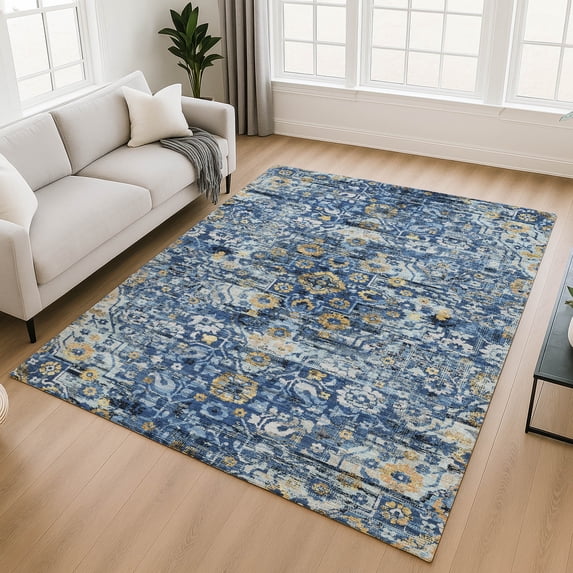 Addison Rugs Chantille Indoor/Outdoor Traditional Global Navy Machine Washable Rectangle Rug, 10' x 14'