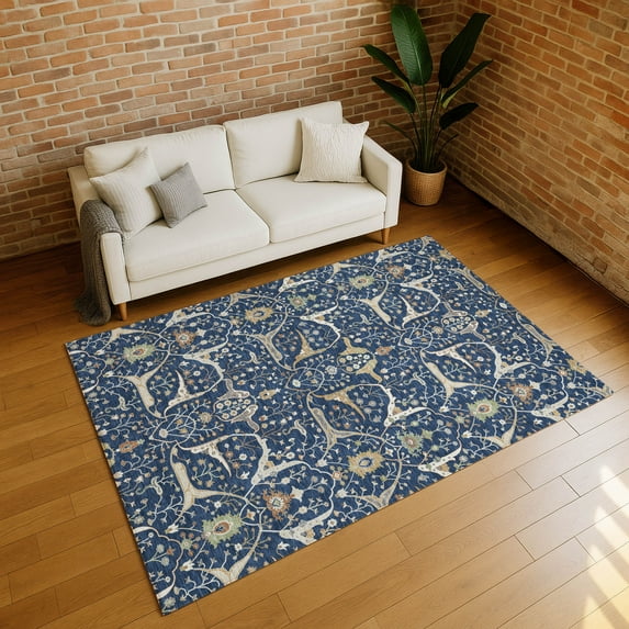 Addison Rugs Chantille Indoor/Outdoor Traditional Global Navy Machine Washable Rectangle Rug, 3' x 5'
