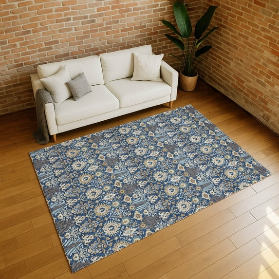 Addison Rugs Chantille Indoor/Outdoor Traditional Global Navy Machine Washable Rectangle Rug, 8' x 10'