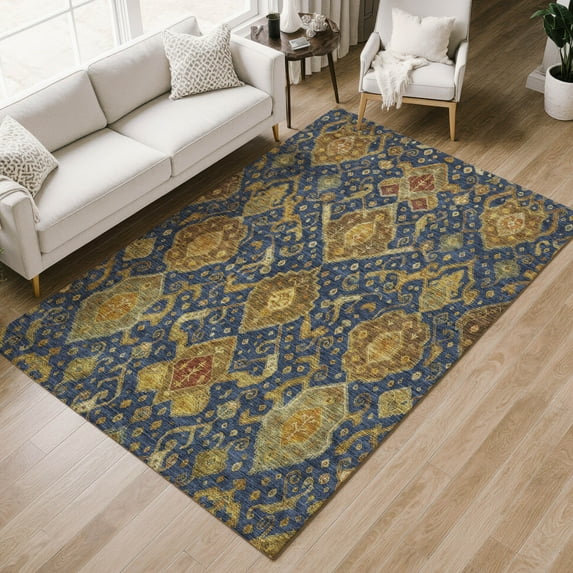 Addison Rugs Chantille Indoor/Outdoor Traditional Global Navy Machine Washable Rectangle Rug, 9' x 12'
