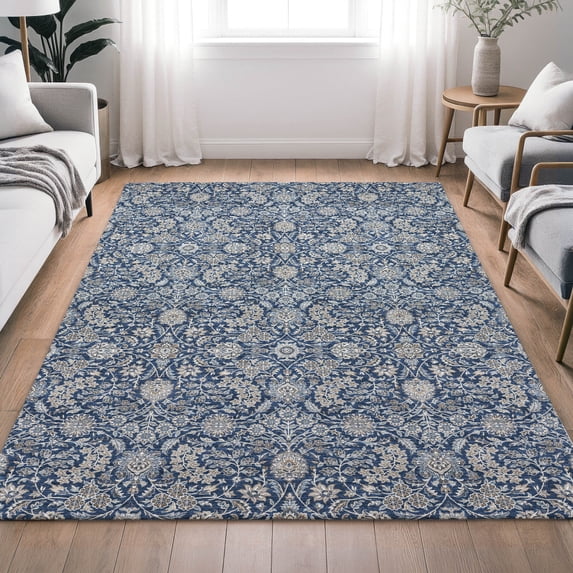 Addison Rugs Chantille Indoor/Outdoor Traditional Global Navy Machine Washable Rectangle Rug, 9' x 12'