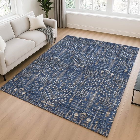 Addison Rugs Chantille Indoor/Outdoor Traditional Global Navy Machine Washable Rectangle Rug, 9' x 12'