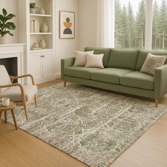 Addison Rugs Chantille Indoor/Outdoor Traditional Global Olive Machine Washable Rectangle Rug, 10' x 14'