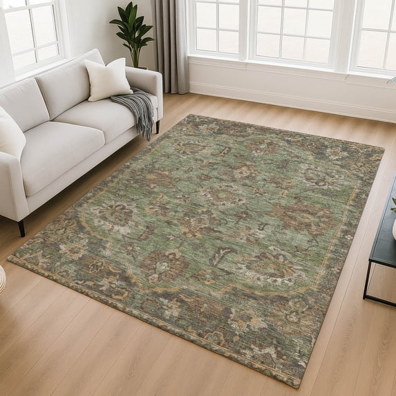 Addison Rugs Chantille Indoor/Outdoor Traditional Global Olive Machine Washable Rectangle Rug, 3' x 5'