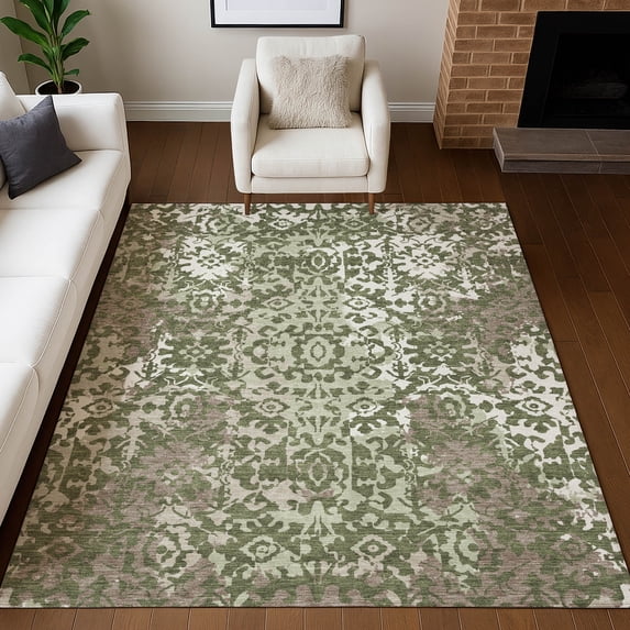 Addison Rugs Chantille Indoor/Outdoor Traditional Global Olive Machine Washable Rectangle Rug, 3' x 5'
