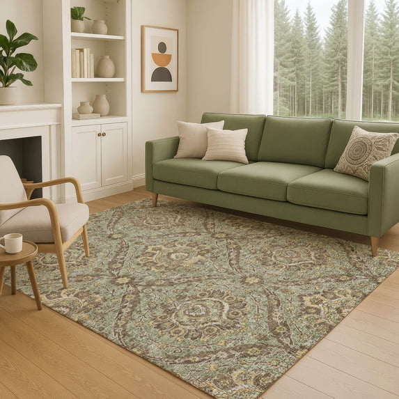 Addison Rugs Chantille Indoor/Outdoor Traditional Global Olive Machine Washable Rectangle Rug, 8' x 10'