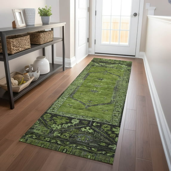 Addison Rugs Chantille Indoor/Outdoor Traditional Global Olive Machine Washable Runner Rug, 2'3" x 7'6"