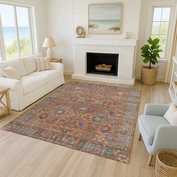 Addison Rugs Chantille Indoor/Outdoor Traditional Global Orange Machine Washable Rectangle Rug, 8' x 10'