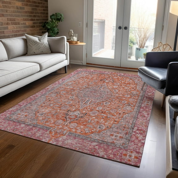 Addison Rugs Chantille Indoor/Outdoor Traditional Global Orange Washable Rectangle Rug, 10' x 14'