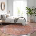thumbnail image 1 of Addison Rugs Chantille Indoor/Outdoor Traditional Global Orange Washable Round Rug, 8' x 8', 1 of 6