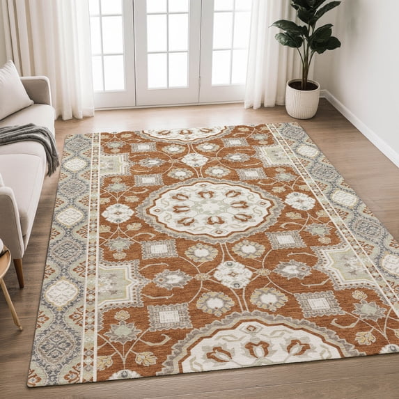 Addison Rugs Chantille Indoor/Outdoor Traditional Global Paprika Machine Washable Rectangle Rug, 10' x 14'