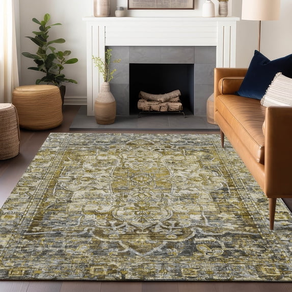 Addison Rugs Chantille Indoor/Outdoor Traditional Global Pewter Machine Washable Rectangle Rug, 5' x 7'6"