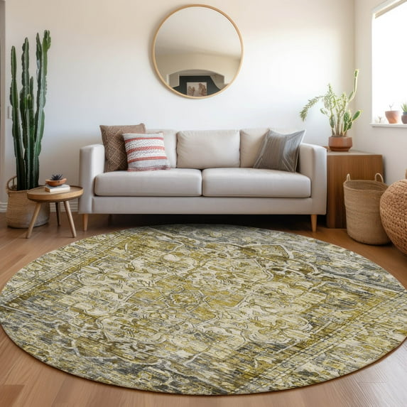 Addison Rugs Chantille Indoor/Outdoor Traditional Global Pewter Machine Washable Round Rug, 8' x 8'