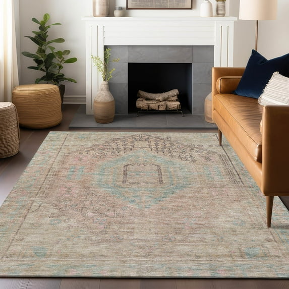 Addison Rugs Chantille Indoor/Outdoor Traditional Global Pink Washable Rectangle Rug, 5' x 7'6"