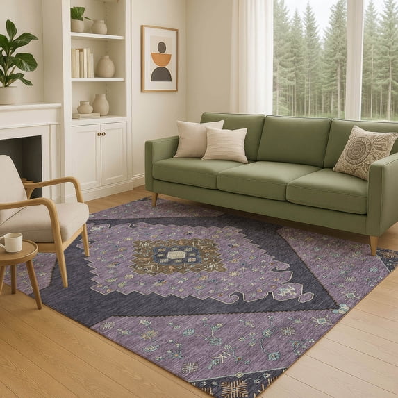 Addison Rugs Chantille Indoor/Outdoor Traditional Global Plum Machine Washable Rectangle Rug, 5' x 7'6"