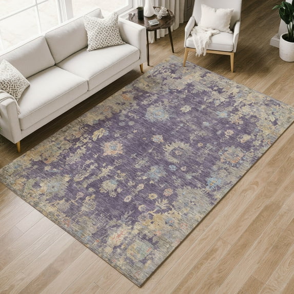 Addison Rugs Chantille Indoor/Outdoor Traditional Global Plum Machine Washable Rectangle Rug, 5' x 7'6"