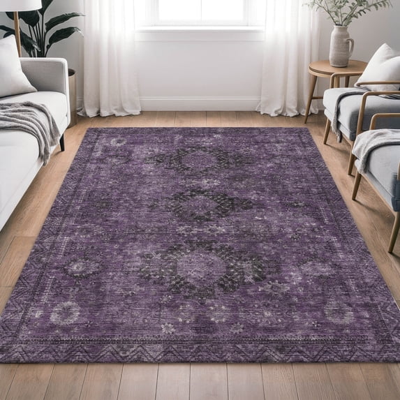 Addison Rugs Chantille Indoor/Outdoor Traditional Global Plum Machine Washable Rectangle Rug, 9' x 12'