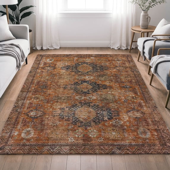 Addison Rugs Chantille Indoor/Outdoor Traditional Global Rust Machine Washable Rectangle Rug, 3' x 5'