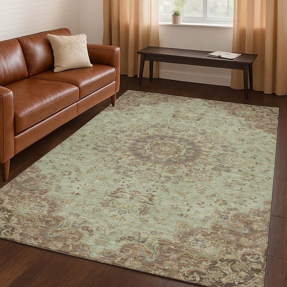 Addison Rugs Chantille Indoor/Outdoor Traditional Global Sage Machine Washable Rectangle Rug, 5' x 7'6"