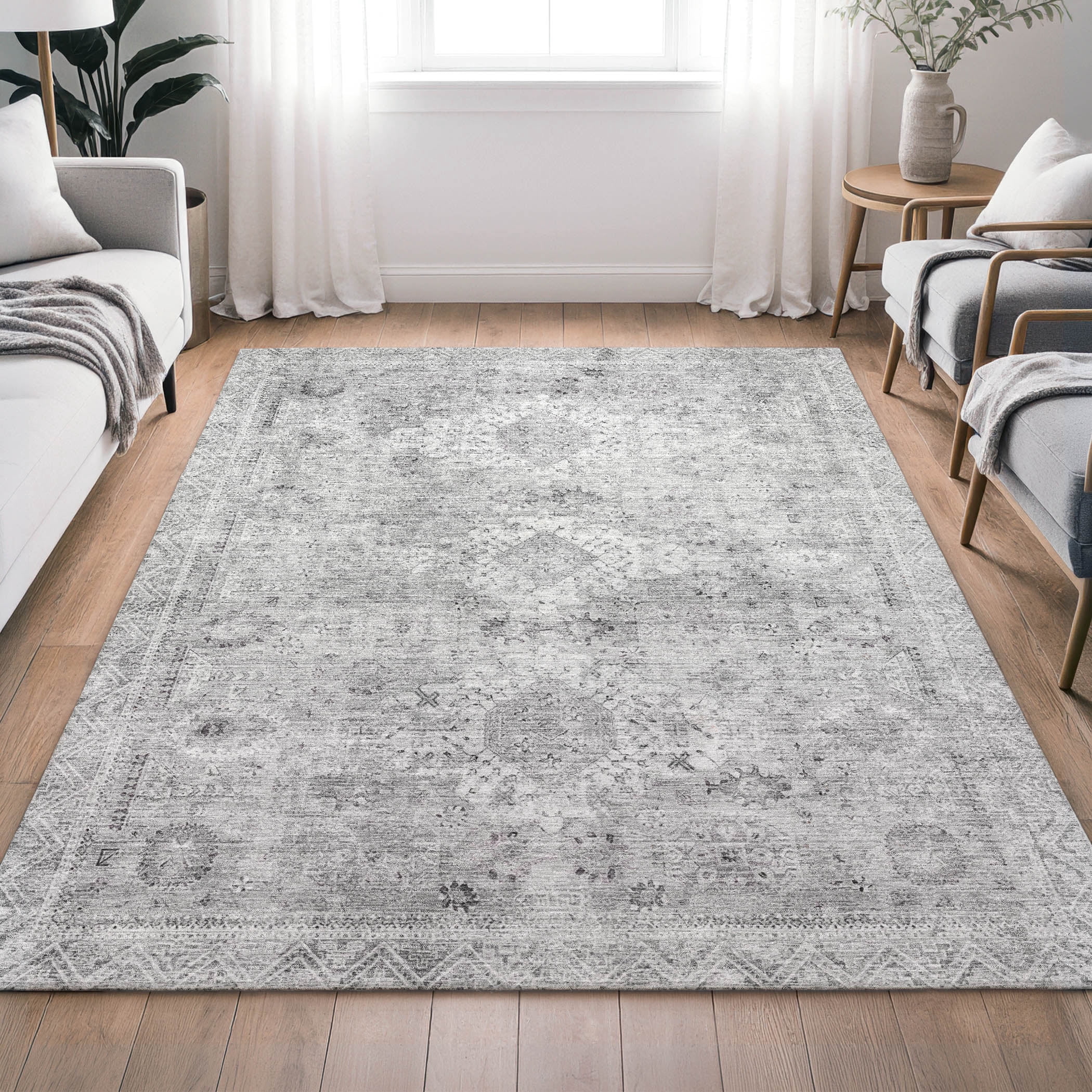 Addison Rugs Chantille Indoor/Outdoor Traditional Global Silver Machine ...