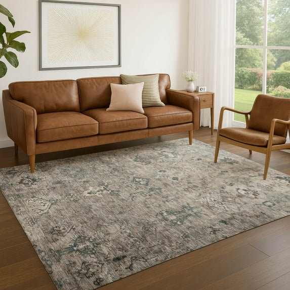 Addison Rugs Chantille Indoor/Outdoor Traditional Global Taupe Machine Washable Rectangle Rug, 5' x 7'6"