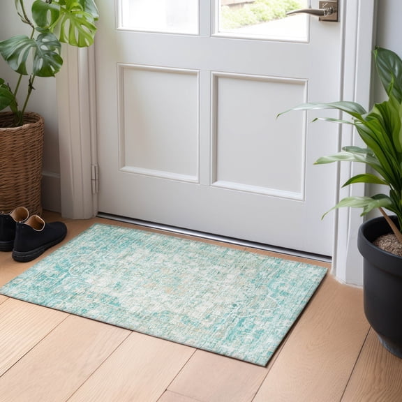 Addison Rugs Chantille Indoor/Outdoor Traditional Global Teal Machine Washable Rectangle Rug, 1'8" x 2'6"