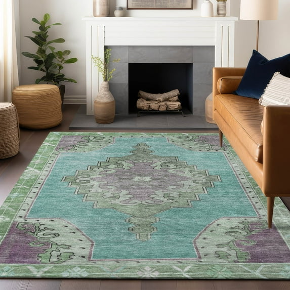 Addison Rugs Chantille Indoor/Outdoor Traditional Global Teal Machine Washable Rectangle Rug, 10' x 14'