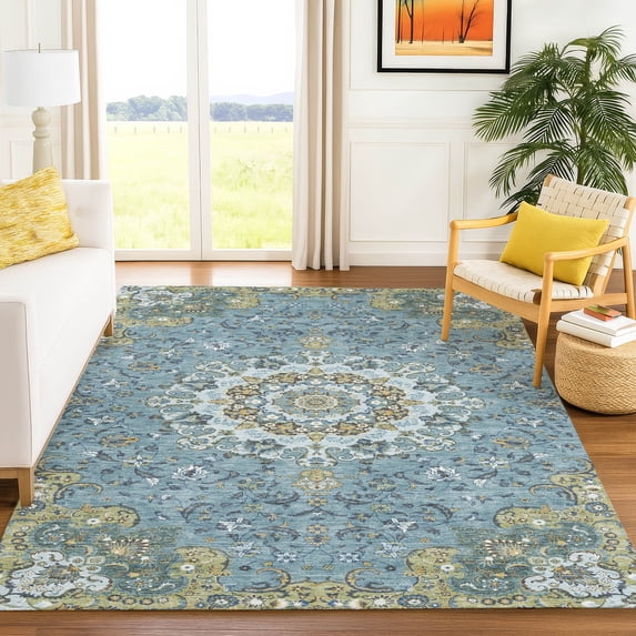 Addison Rugs Chantille Indoor/Outdoor Traditional Global Teal Machine Washable Rectangle Rug, 10' x 14'