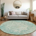 thumbnail image 1 of Addison Rugs Chantille Indoor/Outdoor Traditional Global Teal Machine Washable Round Rug, 8' x 8', 1 of 7