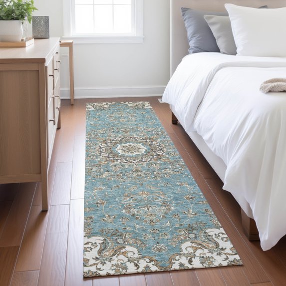 Addison Rugs Chantille Indoor/Outdoor Traditional Global Teal Machine Washable Runner Rug, 2'3" x 7'6"