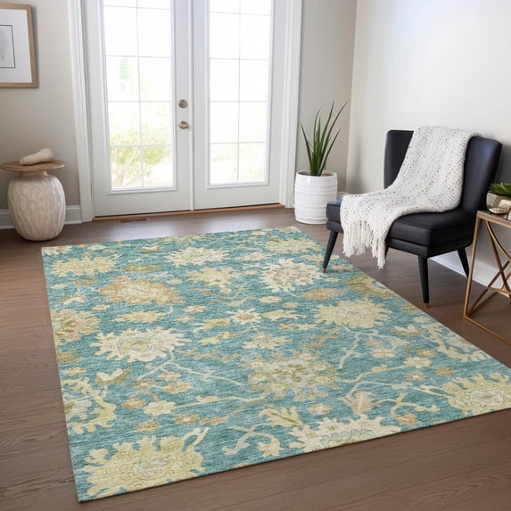 Addison Rugs Chantille Indoor/Outdoor Traditional Global Teal Washable Rectangle Rug, 10' x 14'