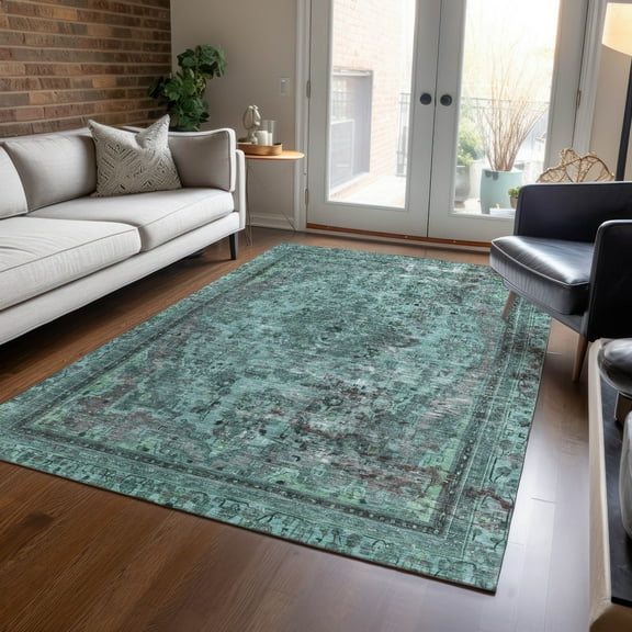 Addison Rugs Chantille Indoor/Outdoor Traditional Global Teal Washable Rectangle Rug, 5' x 7'6"