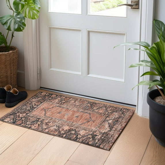 Addison Rugs Chantille Indoor/Outdoor Traditional Global Terracotta Machine Washable Rectangle Rug, 1'8" x 2'6"