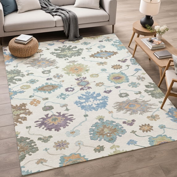 Addison Rugs Chantille Indoor/Outdoor Traditional Ivory Machine Washable Rectangle Rug, 10' x 14'