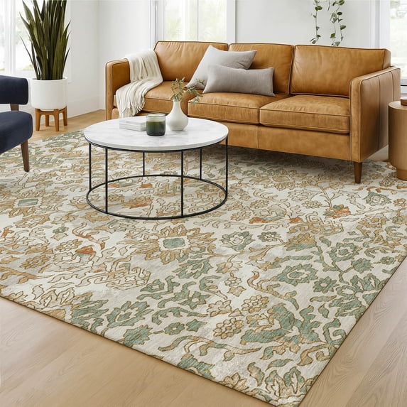 Addison Rugs Chantille Indoor/Outdoor Traditional Ivory Machine Washable Rectangle Rug, 8' x 10'
