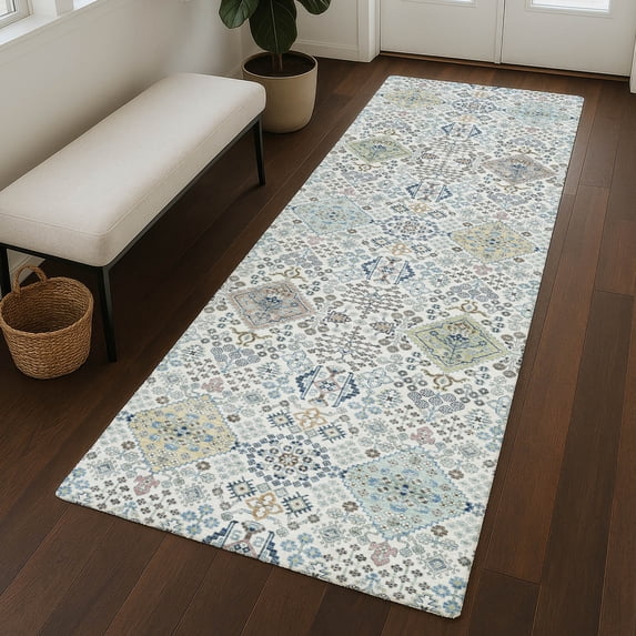 Addison Rugs Chantille Indoor/Outdoor Traditional Ivory Machine Washable Runner Rug, 2'3" x 7'6"