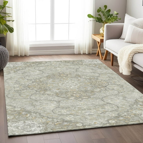 Addison Rugs Chantille Indoor/Outdoor Traditional Medallion Taupe Washable Rectangle Rug, 9' x 12'