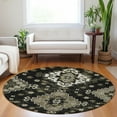 thumbnail image 1 of Addison Rugs Chantille Indoor/Outdoor Traditional Medallions Black Washable Round Rug, 8' x 8', 1 of 6