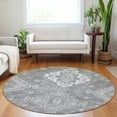 thumbnail image 1 of Addison Rugs Chantille Indoor/Outdoor Traditional Medallions Gray Washable Round Rug, 8' x 8', 1 of 6