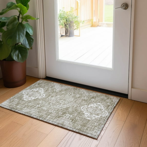 Addison Rugs Chantille Indoor/Outdoor Traditional Medallions Taupe Washable Rectangle Rug, 1'8" x 2'6"