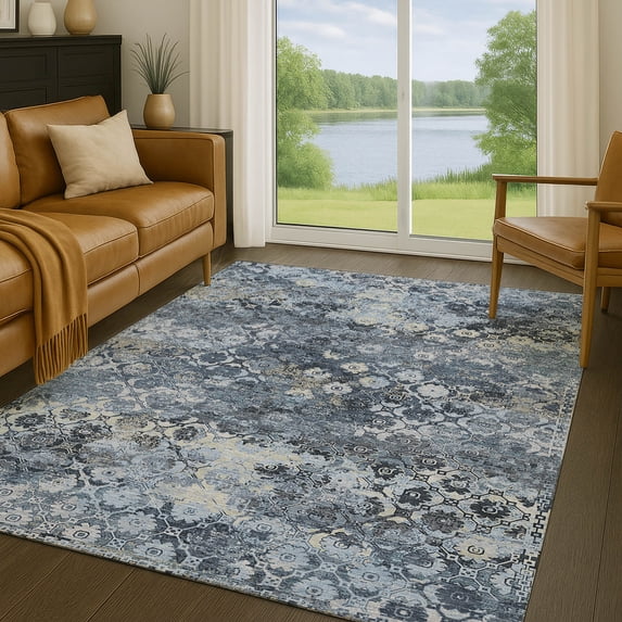 Addison Rugs Chantille Indoor/Outdoor Traditional Navy Machine Washable Rectangle Rug, 3' x 5'