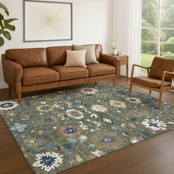 Addison Rugs Chantille Indoor/Outdoor Traditional Olive Machine Washable Rectangle Rug, 3' x 5'