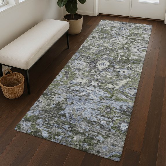 Addison Rugs Chantille Indoor/Outdoor Traditional Olive Machine Washable Runner Rug, 2'3" x 7'6"