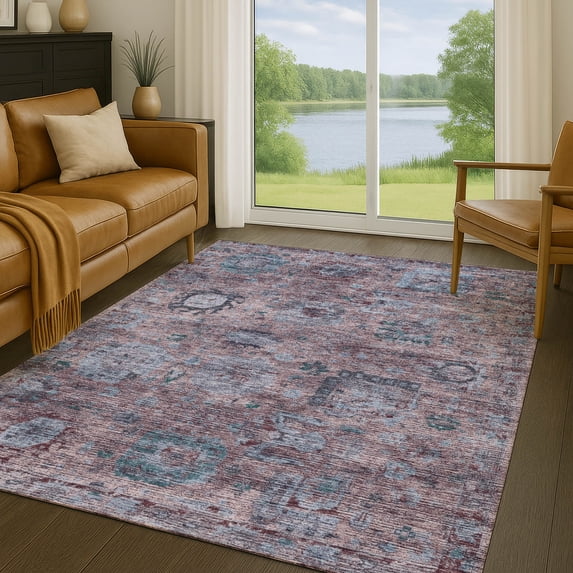 Addison Rugs Chantille Indoor/Outdoor Traditional Plum Machine Washable Rectangle Rug, 10' x 14'