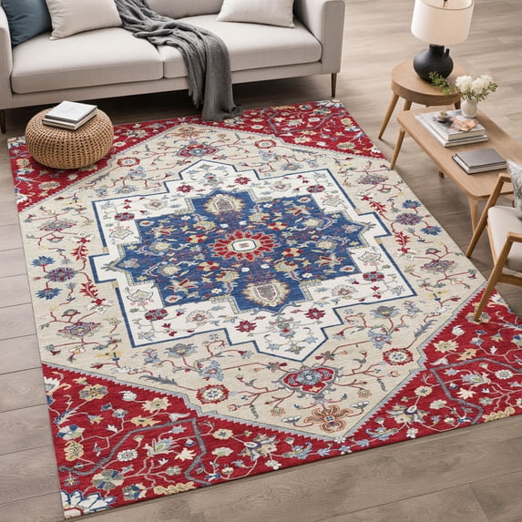 Addison Rugs Chantille Indoor/Outdoor Traditional Red Machine Washable Rectangle Rug, 3' x 5'