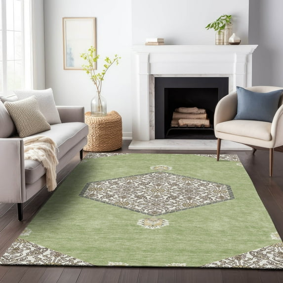 Addison Rugs Chantille Indoor/Outdoor Traditional Vintage Aloe Washable Rectangle Rug, 10' x 14'