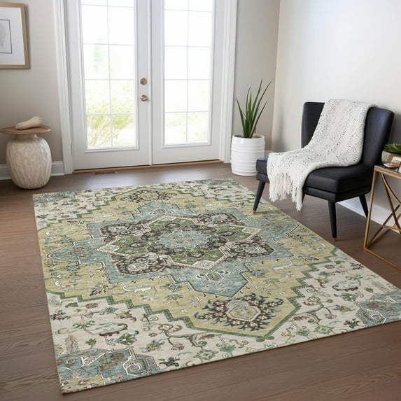 Addison Rugs Chantille Indoor/Outdoor Traditional Vintage Beige Washable Rectangle Rug, 3' x 5'