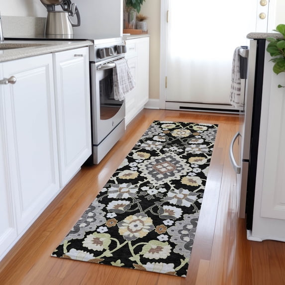 Addison Rugs Chantille Indoor/Outdoor Traditional Vintage Black Washable Runner Rug, 2'3" x 7'6"