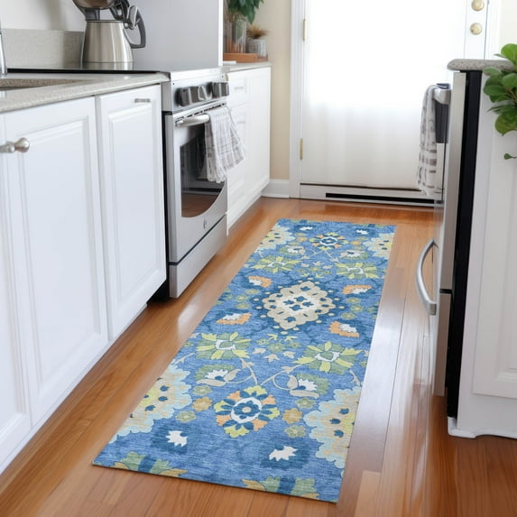 Addison Rugs Chantille Indoor/Outdoor Traditional Vintage Blue Washable Runner Rug, 2'3" x 7'6"